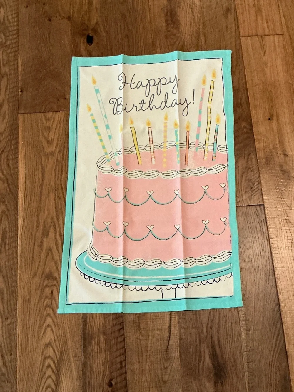 SUR LA TABLE Kitchen Tea Towel Set of 2 Happy Birthday